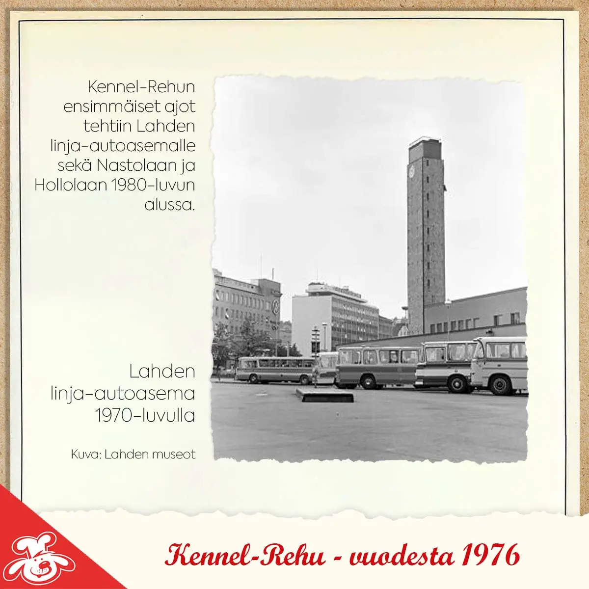 mustavalkoinen kuva lahden linja-autoasemalta vuodelta 1972